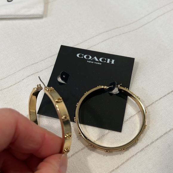 Coach Gold Studded Hoop Earrings - Picture 7 of 10